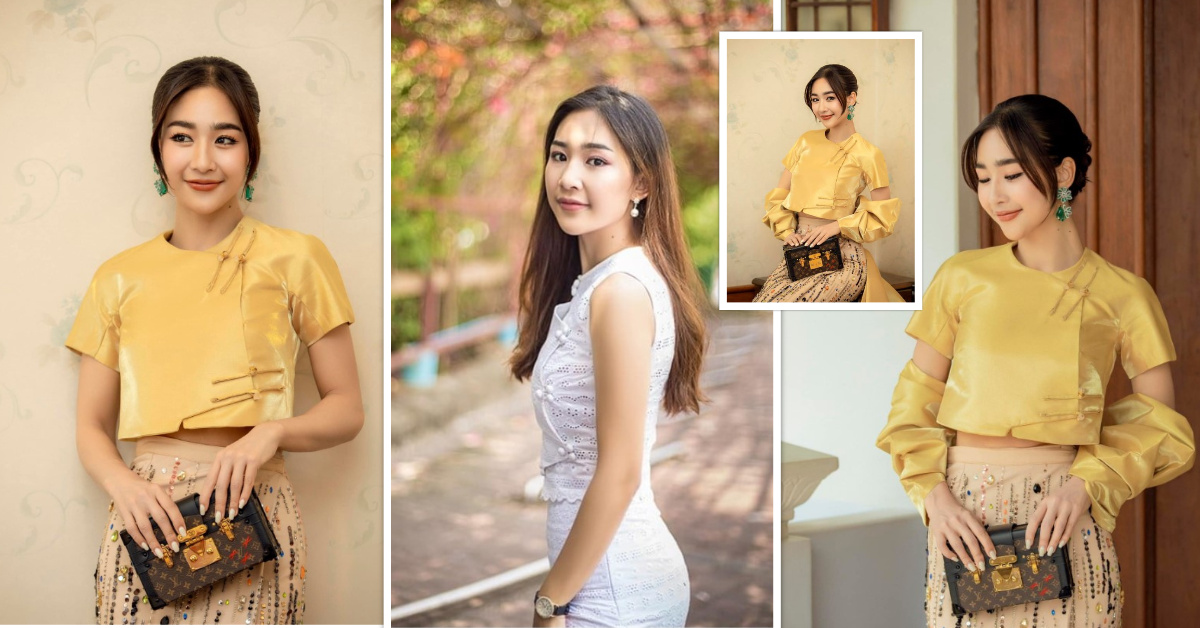 The designer and the Aung Joong Pao dress of Norfo Al-Ata, which fans have been teasing